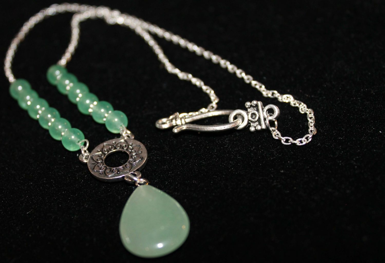 Green Jade Teardrop Pendant Necklace Handmade By Beejewelled