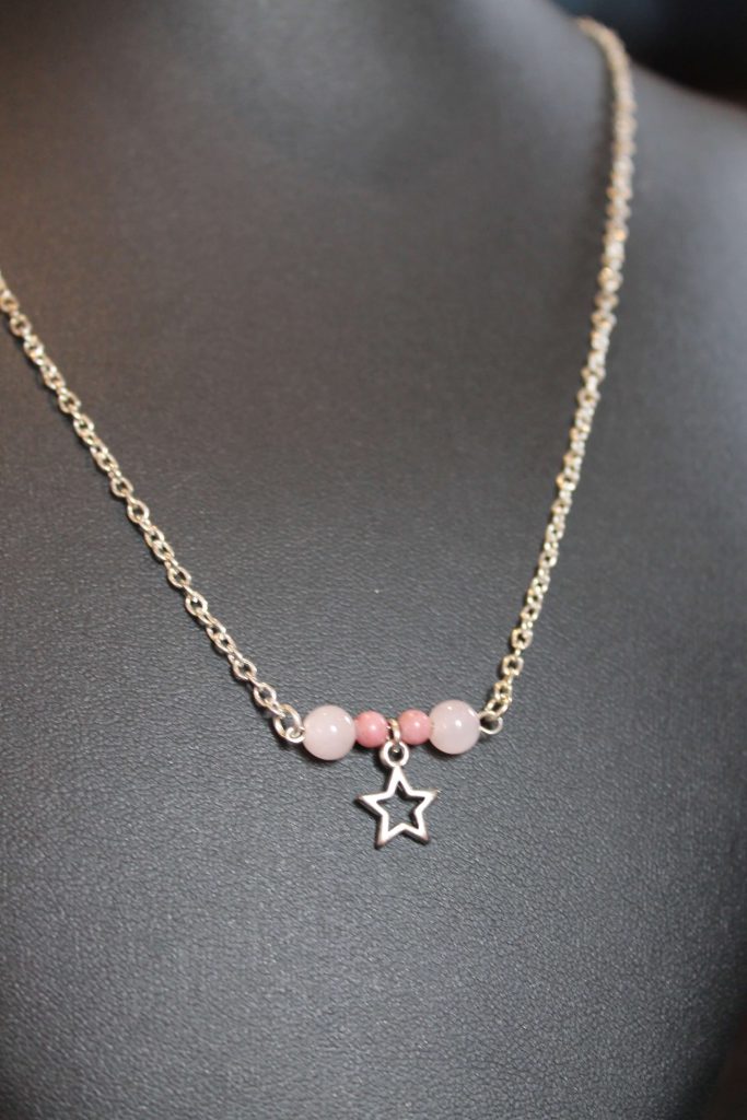 Rhodochrosite & Rose Quartz Star Necklace | Handmade by BeeJewelled